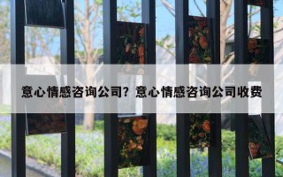 意心情感咨詢公司？意心情感咨詢公司收費(fèi)