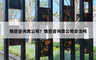 情感咨詢類公司？情感咨詢類公司合法嗎