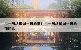 用一句話挽回一段感情？用一句話挽回一段感情的話