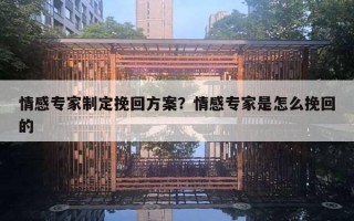 情感專家制定挽回方案？情感專家是怎么挽回的