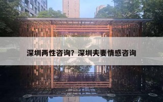 深圳兩性咨詢？深圳夫妻情感咨詢