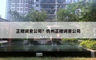 正規(guī)調(diào)查公司？杭州正規(guī)調(diào)查公司