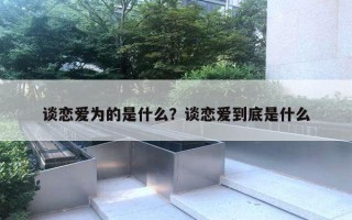 談戀愛為的是什么？談戀愛到底是什么